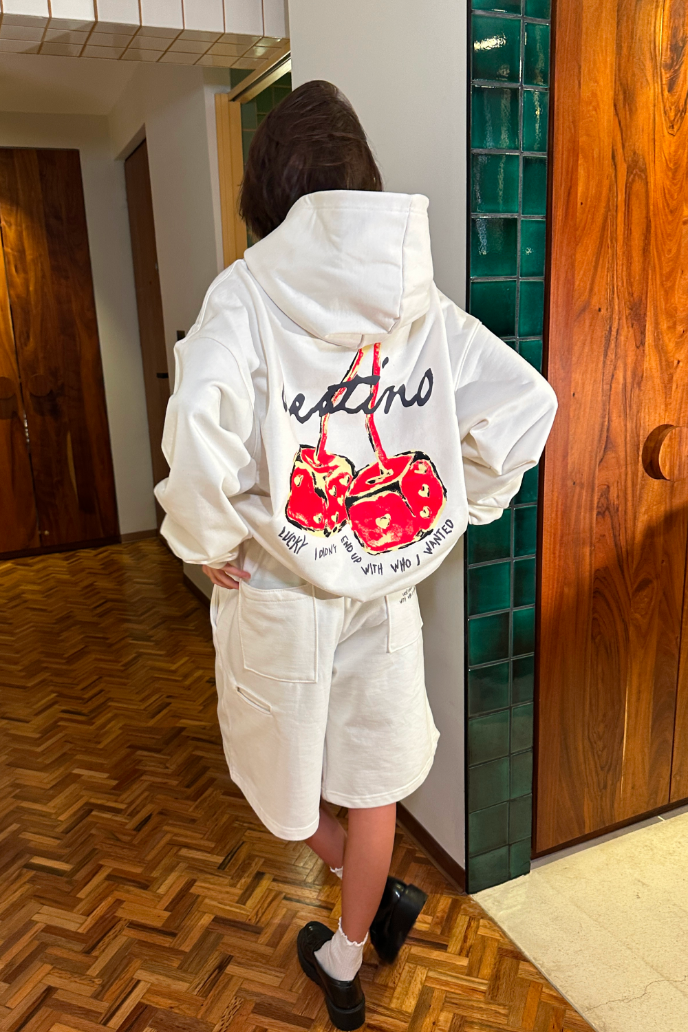 Dice Cherry Hoodie Ivory